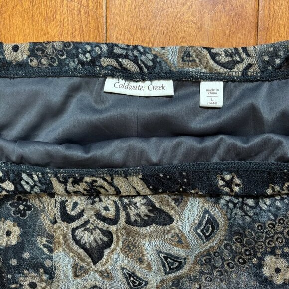 Coldwater Creek Women Midi Skirt Sz L Pull On Dark Floral Cottagecore Whimsigoth - Picture 6 of 10